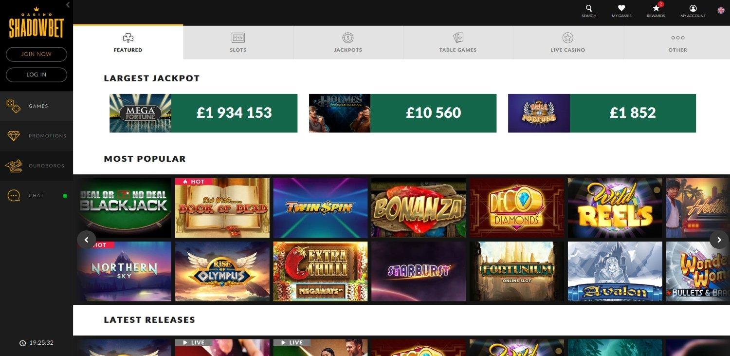 Shadowbet Casino Screenshot