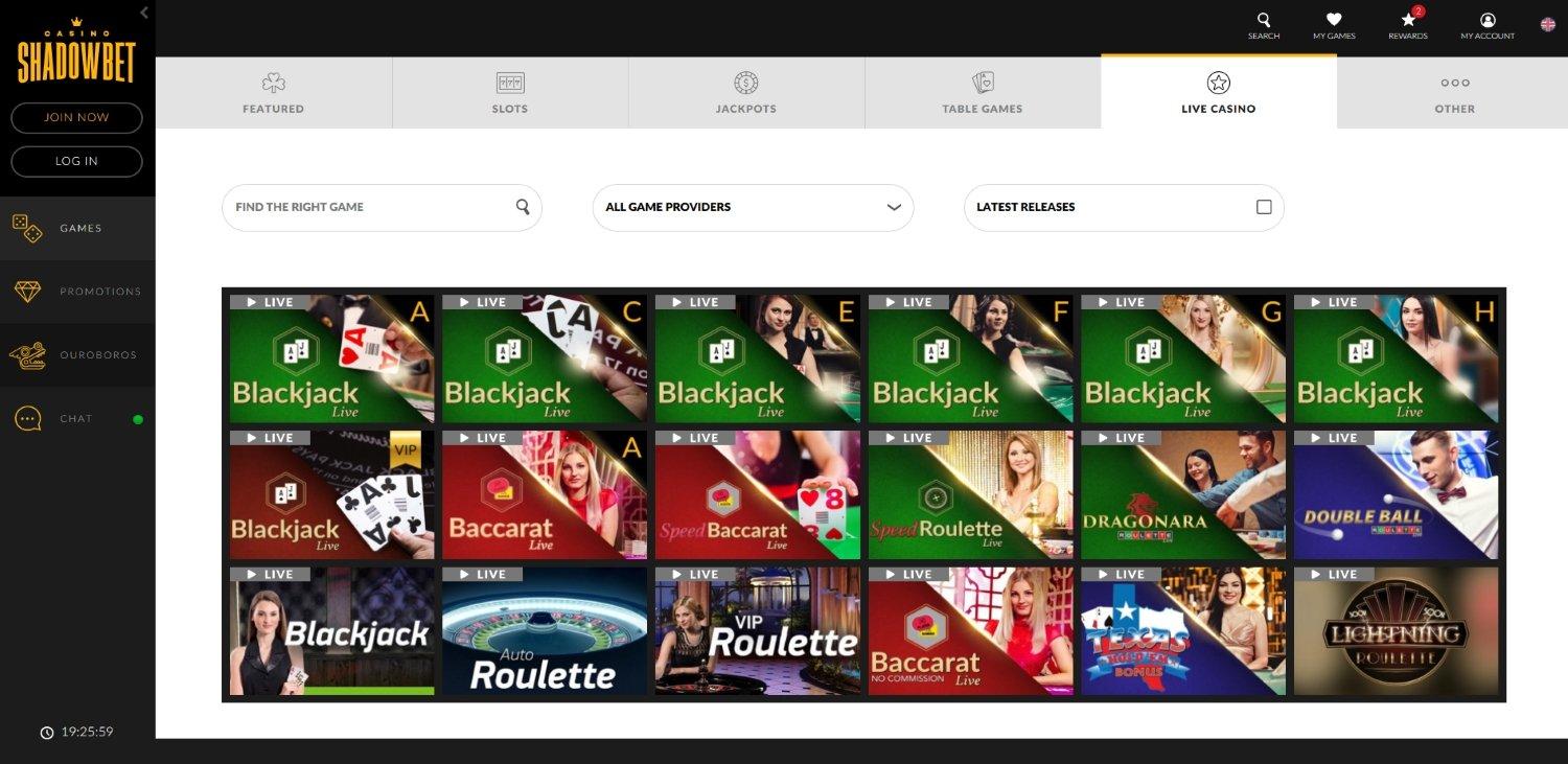 Shadowbet Casino Screenshot